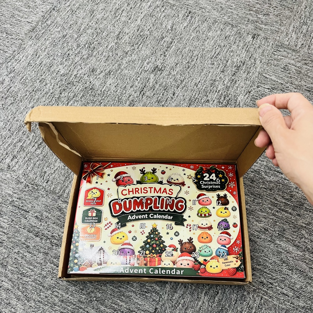 25 Pack YIPAI China Warehouse 2026 Christmas Squishy Dumpling Toy Cute Soft Advent Calendar 24 Days Mystery Blind Box Fidget Sensory Squeeze Stress Relief Holiday Surprise Gift for Kids