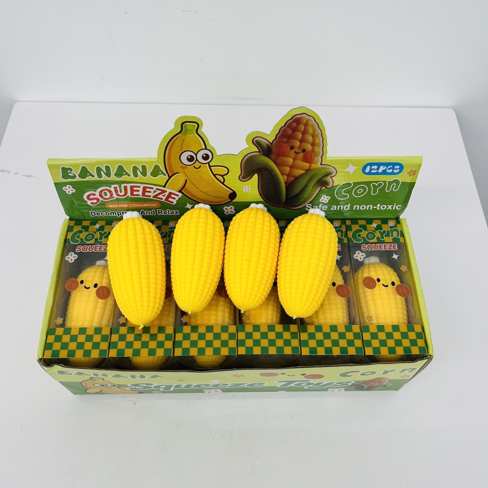72 Pack YIPAI China Warehouse Crunchy Corn Squishy Squeeze Toy ASMR Crunch Sound Pellet Filled Simulated Corn Fidget Toy Stress Relief Sensory Novelty Toy for Kids