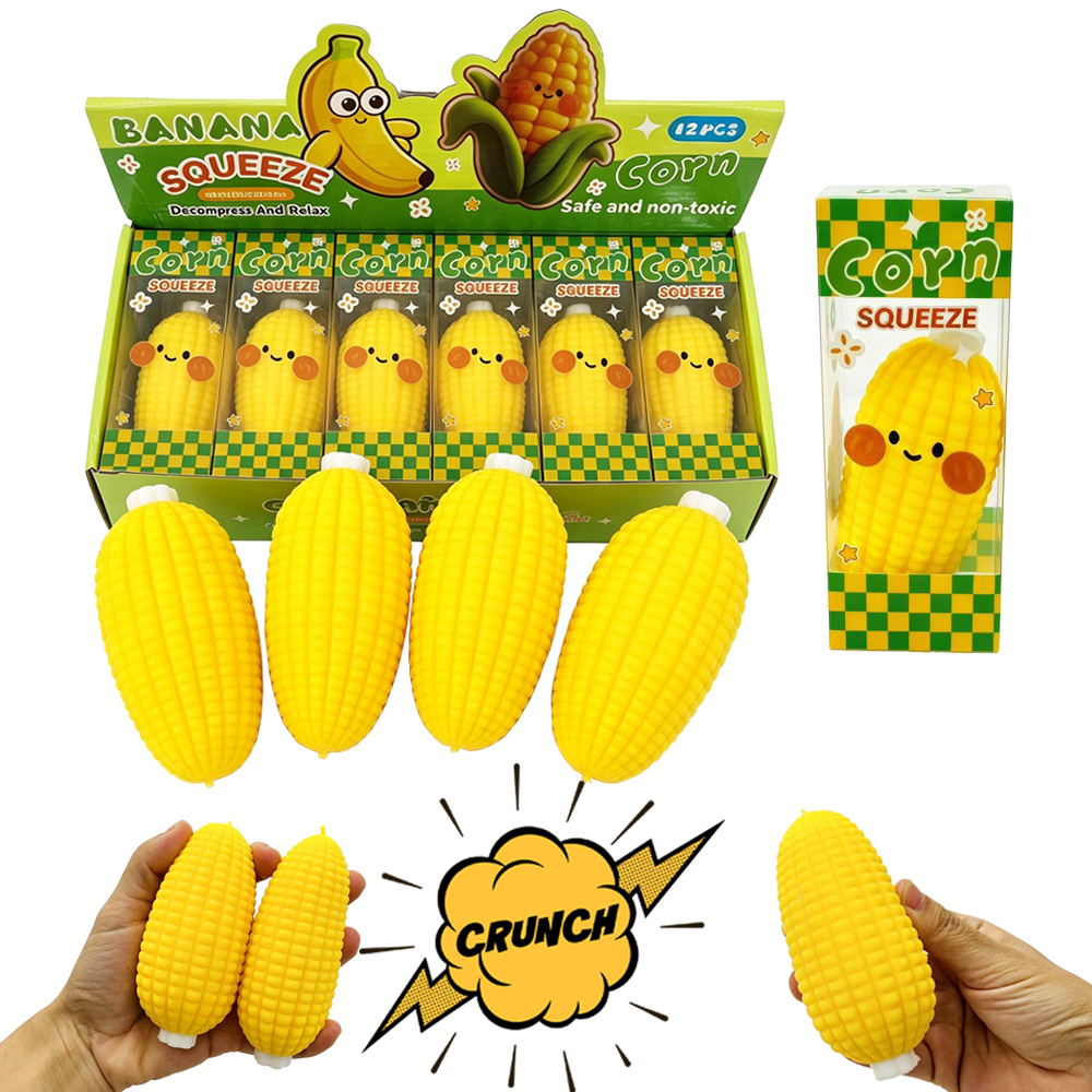 72 Pack YIPAI China Warehouse Crunchy Corn Squishy Squeeze Toy ASMR Crunch Sound Pellet Filled Simulated Corn Fidget Toy Stress Relief Sensory Novelty Toy for Kids