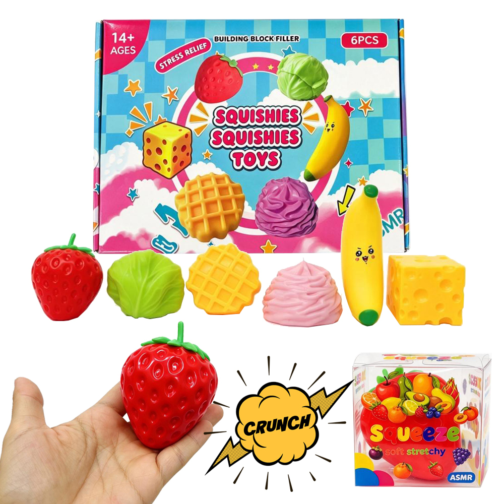 48 Pack YIPAI China Warehouse Crunchy Food‑Shaped Squishy Toy Set Realistic ASMR Squeeze Fidget Toy Stress Relief Sensory Play Gift for Kids