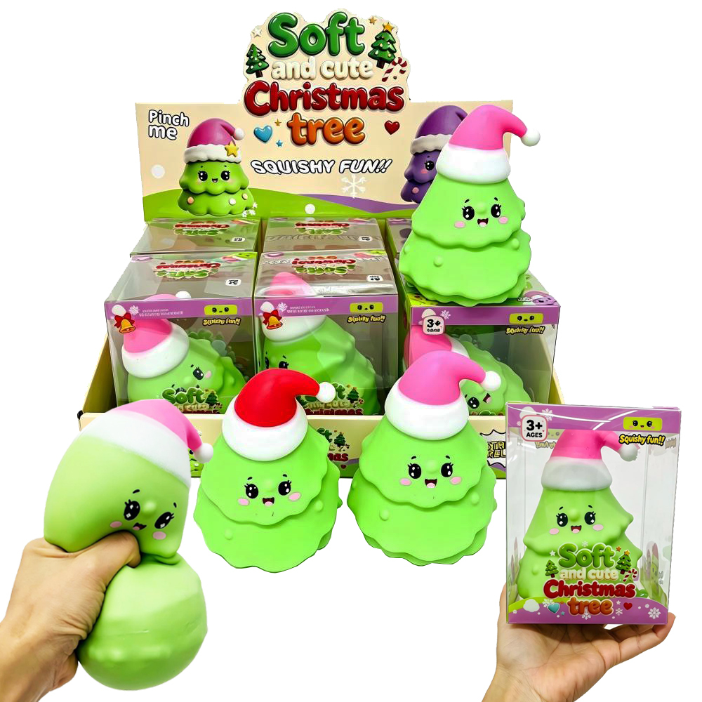24 Pack YIPAI China Warehouse 16cm Jumbo Christmas Tree Squishy Toy Large Sensory Squeeze Fidget Toy Stress Relief Xmas Decor Gift for Kids