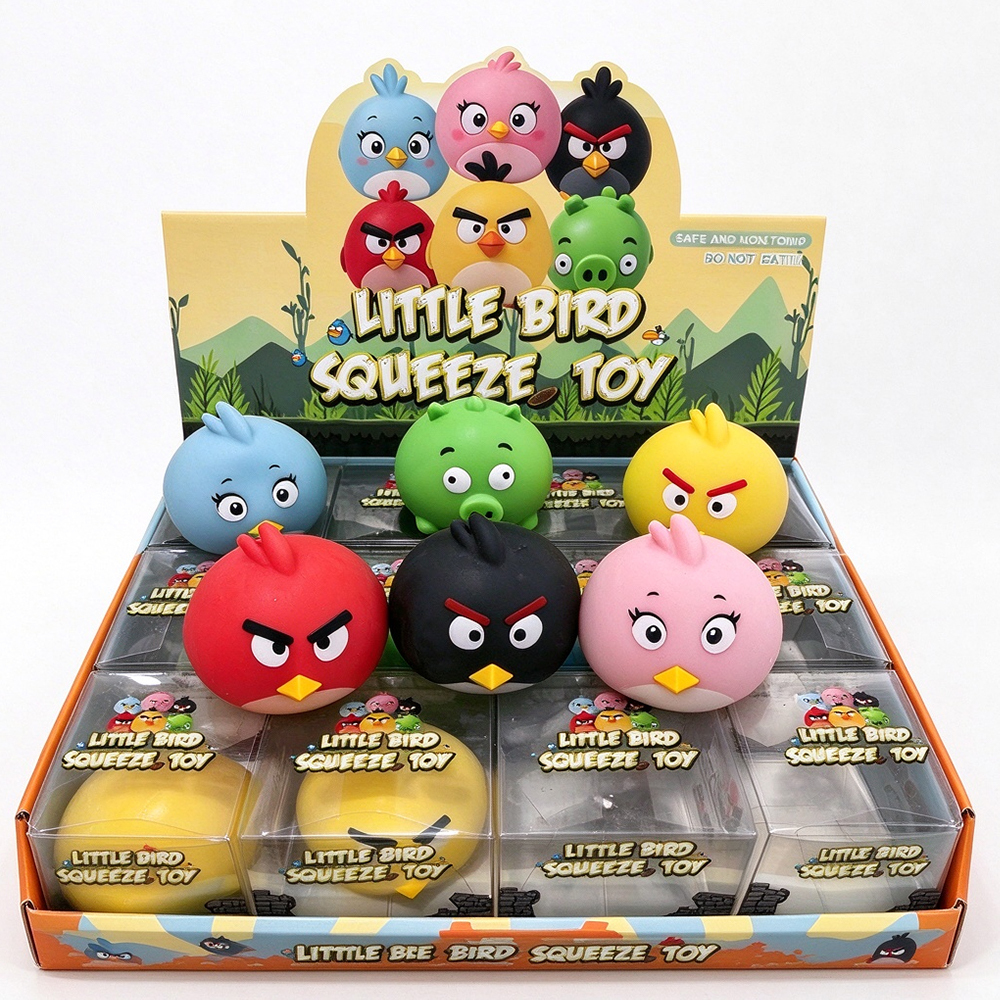 72 Pack YIPAI China Warehouse Angry Birds Crunchy Squishy Toy ASMR Crunch Squeeze Fidget Toy for Stress Relief Bird Shape Sensory Decompression Toy for Kids Adults Gift