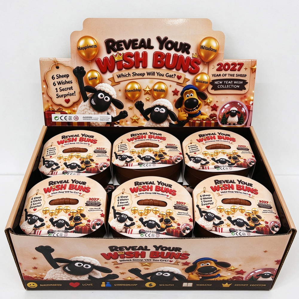 72 Pack YIPAI China Warehouse Shaun the Sheep Wish Bun Squishy Fidget Toy Soft TPR ASMR Squeeze Sensory Toy Stress Relief Toy for Kids & Adults