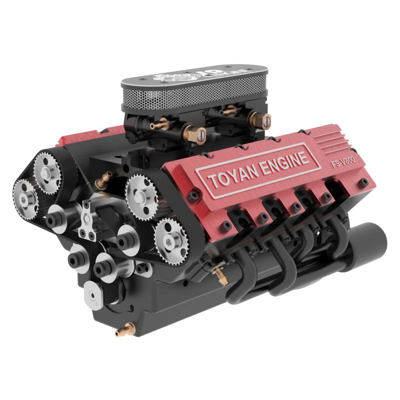 MAYS 8 Cylinder Engine Kit Mini V8 Model, TOYAN HOWIN FS-V800 1/10  Four-Stroke Water-Cooled Nitro Model for RC Car Boat Physics Science DIY  Toy Kids 