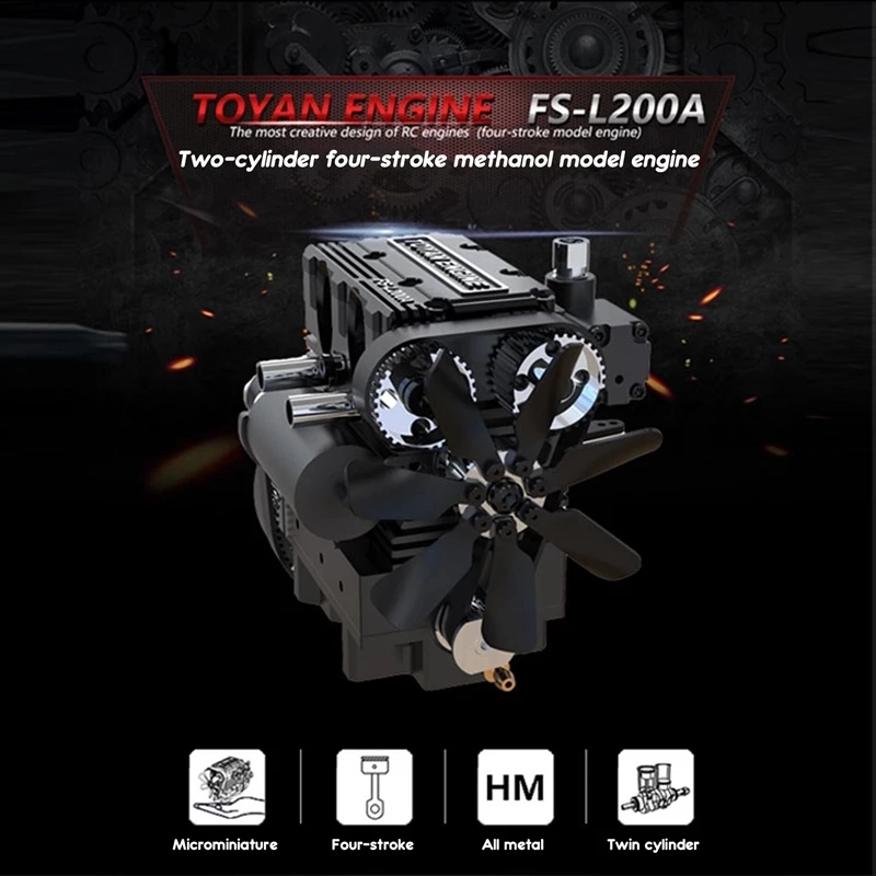 TOYAN FS-L200A Engine 4 Stroke Inline Twin Cylinder Methanol Engine 3.5Ccx2 For Remote Control Car Model Engine