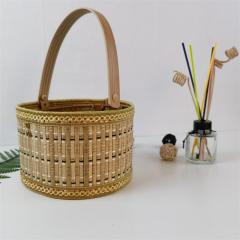 Bamboo folding hand-held bamboo basket rice dumplings moon cake gift box hairy crab egg first birthday souvenir gift packaging