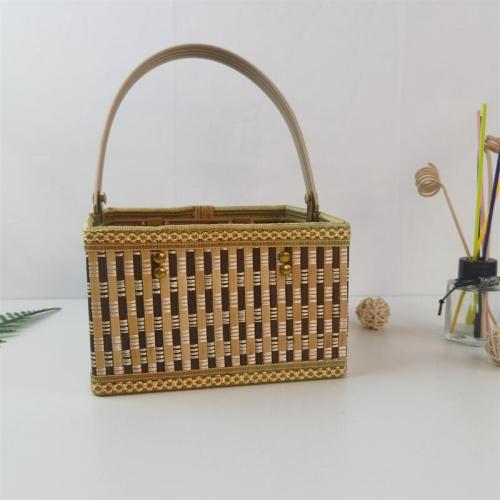 Oval portable fruit bamboo basket packaging Retro bamboo shopping folding basket storage basket bamboo product packaging box