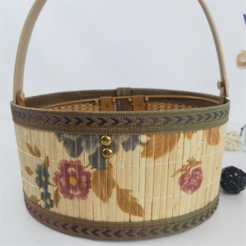 Bamboo fabric hexagonal bamboo basket Zongzi tea moon cake gift box hairy crab specialty packaging folding bamboo basket