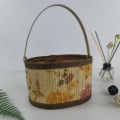 New hot-selling folding fixed packaging bamboo basket Mid-Autumn Festival moon cake hairy crab bamboo basket New Year's goods packaging bamboo basket