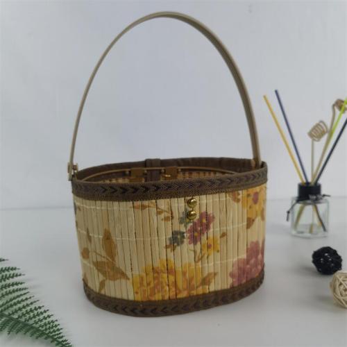 New hot-selling folding fixed packaging bamboo basket Mid-Autumn Festival moon cake hairy crab bamboo basket New Year's goods packaging bamboo basket