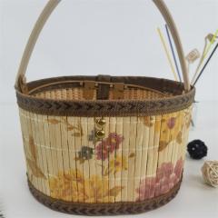 New hot-selling folding fixed packaging bamboo basket Mid-Autumn Festival moon cake hairy crab bamboo basket New Year's goods packaging bamboo basket