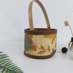 Bamboo basket portable bamboo basket sausage bacon New Year's large packaging fruit eggs hairy crab specialty gift box