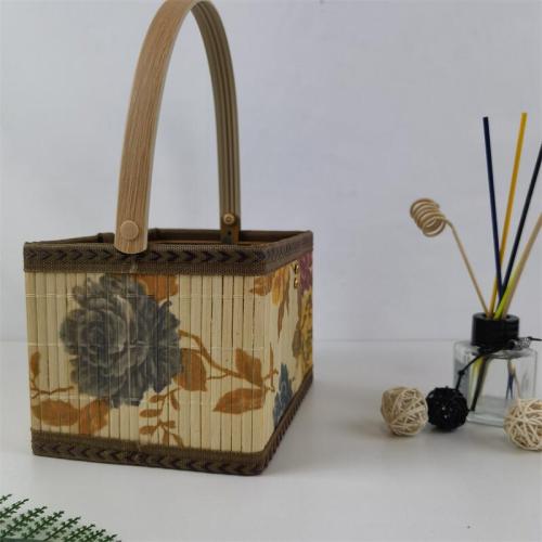 New foldable portable bamboo basket moon cake hairy crab bamboo basket packaging bacon sausage holiday gift box