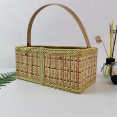 Factory direct supply folding bamboo basket Zongzi packaging basket hairy crab bamboo basket bamboo basket bamboo basket spot color can be customized