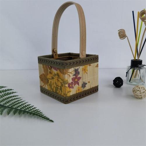 Manufacturers supply folding bamboo basket for rice dumplings, moon cakes, eggs, square bags, gift packaging, storage basket
