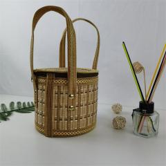 Factory direct supply Chinese style garden storage bamboo basket natural color plus cloth edge hexagonal bamboo basket hand-woven bamboo basket