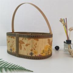 Bamboo basket portable bamboo basket sausage bacon New Year's large packaging fruit eggs hairy crab specialty gift box