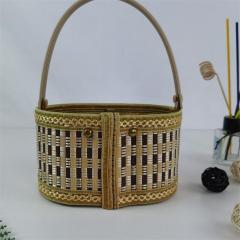Manufacturers supply oval bamboo basket pastoral style folding basket gift packaging storage basket fruit basket wholesale