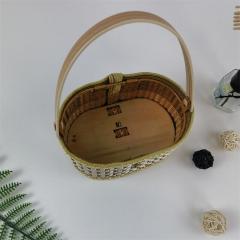 Manufacturers supply oval bamboo basket pastoral style folding basket gift packaging storage basket fruit basket wholesale