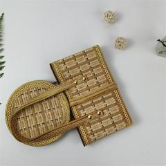 Factory direct supply Chinese style garden storage bamboo basket natural color plus cloth edge hexagonal bamboo basket hand-woven bamboo basket