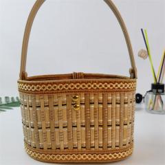 Bamboo folding hand-held bamboo basket rice dumplings moon cake gift box hairy crab egg first birthday souvenir gift packaging