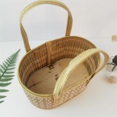 Factory direct supply of artificial woven rice dumpling bamboo basket moon cake bamboo frame local specialty bamboo basket hairy crab storage basket