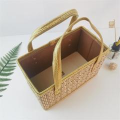 Folding bamboo basket for eggs, fruits, crabs, rice dumplings, moon cakes, gift packaging, customized in various sizes and colors