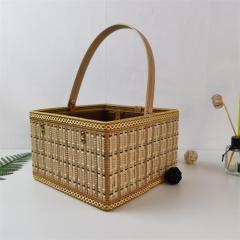 Bamboo basket manufacturer bamboo woven rice dumpling packaging basket moon cake souvenirs specifications, styles and colors can be customized