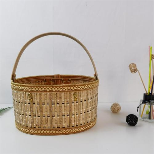Portable bamboo egg rice dumpling basket moon cake gift packaging crab basket size style color can be customized