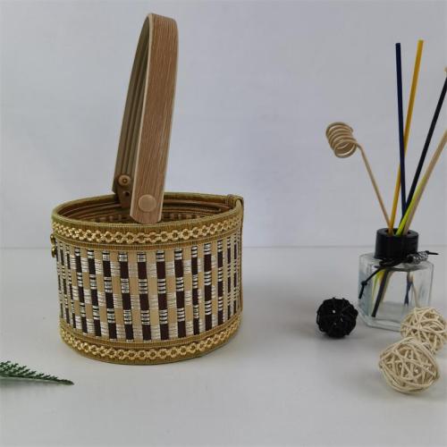 Bamboo woven hand-held bamboo basket hairy crab gift packaging Zongzi mooncake fruit basket souvenir gift box can be customized