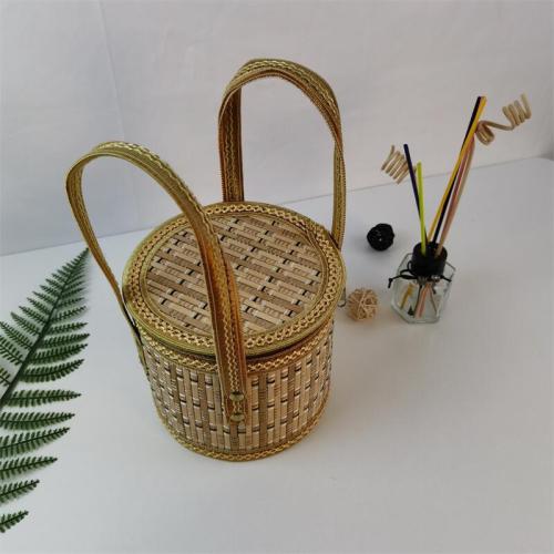 Factory direct supply Chinese style garden storage bamboo basket natural color plus cloth edge hexagonal bamboo basket hand-woven bamboo basket
