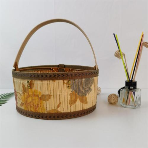 Octagonal folding bamboo basket portable rice dumpling fruit gift packaging basket moon cake egg basket size can be customized