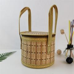 Manufacturers supply oval bamboo basket pastoral style folding basket gift packaging storage basket fruit basket wholesale