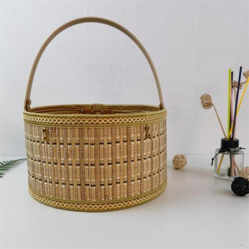 Factory direct sale bamboo woven bamboo basket portable rice dumpling packaging basket Dragon Boat Festival gift size can be customized