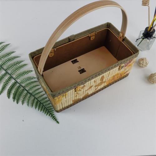 Portable round fruit gift packaging bamboo basket, bayberry egg basket, rice dumpling basket, size and color can be customized