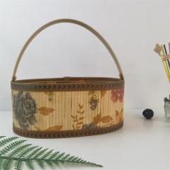 Bamboo basket portable bamboo basket sausage bacon New Year's large packaging fruit eggs hairy crab specialty gift box