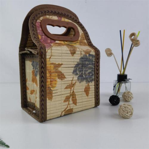 Fashion carbonized bamboo folding bamboo basket square gift packaging vegetable and fruit shopping basket bamboo basket custom made