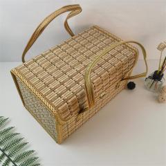New Year's Specialty Packaging Folding Portable Bamboo Basket Hand-woven Egg and Hairy Crab Storage Basket Factory Direct Sales