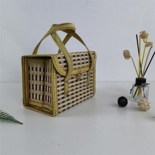 Oval portable fruit bamboo basket packaging Retro bamboo shopping folding basket storage basket bamboo product packaging box