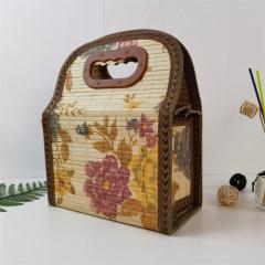 Antique round bamboo basket with bottom and top for rice dumplings, moon cakes, gift packaging, eggs, fruits and cakes