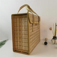 Portable foldable gift packaging bamboo basket moon cake rice dumpling bamboo basket bamboo woven bamboo basket style and color can be customized