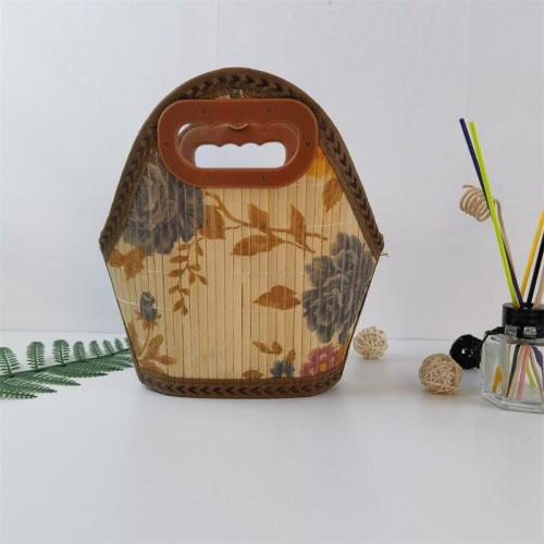 Factory direct sales high-end hexagonal exquisite bamboo basket Zongzi tea moon cake gift box packaging folding bamboo basket can be customized