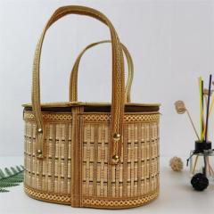 Manufacturers supply Dragon Boat Festival Zongzi Mid-Autumn Festival moon cake gift bamboo basket festival souvenir gift box support customization