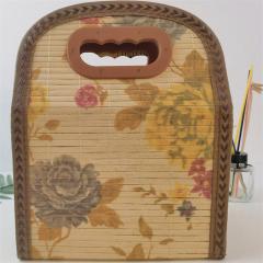 Antique round bamboo basket with bottom and top for rice dumplings, moon cakes, gift packaging, eggs, fruits and cakes