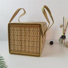 New Year's Specialty Packaging Folding Portable Bamboo Basket Hand-woven Egg and Hairy Crab Storage Basket Factory Direct Sales