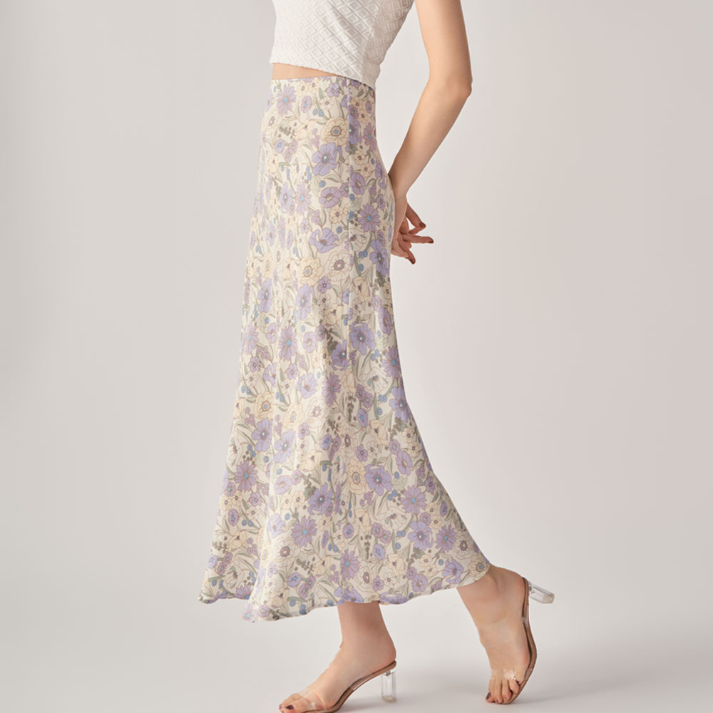 HIGH RISE BIAS CUT MAXI SKIRT