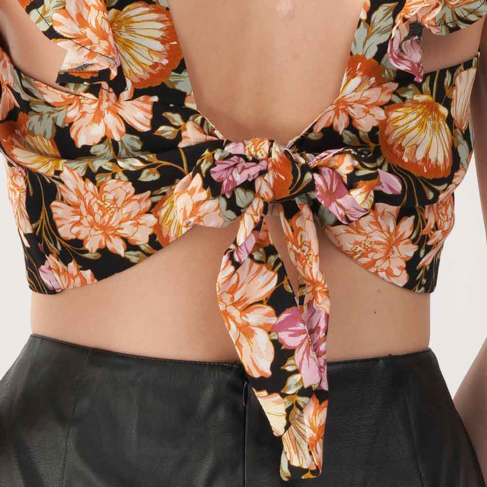 BACK TIE CROP CAMI IN FLORAL