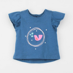 BLUE FLUTTER SLEEVE BABY TEE