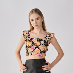 BACK TIE CROP CAMI IN FLORAL