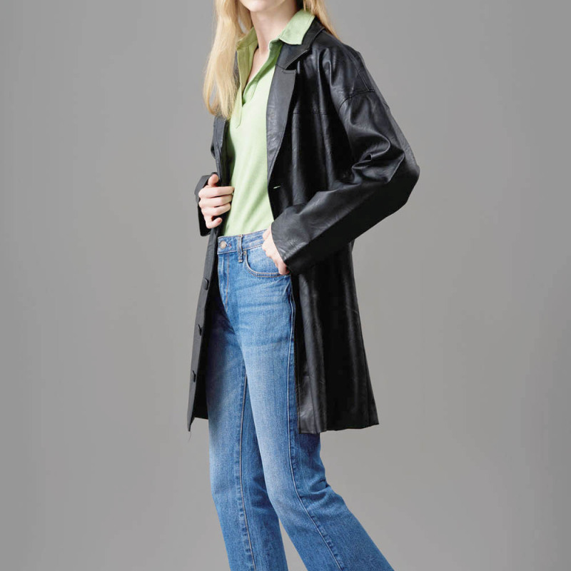 LEATHER OVERSIZED LONGLINE BLAZER